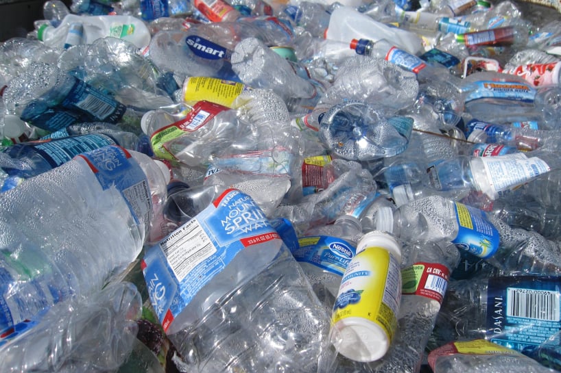 Empty plastic water bottles in a pile